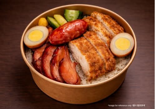 BBQ Pork and Deep Fried Pork Chop Rice / 蜜汁叉燒拼豬排飯